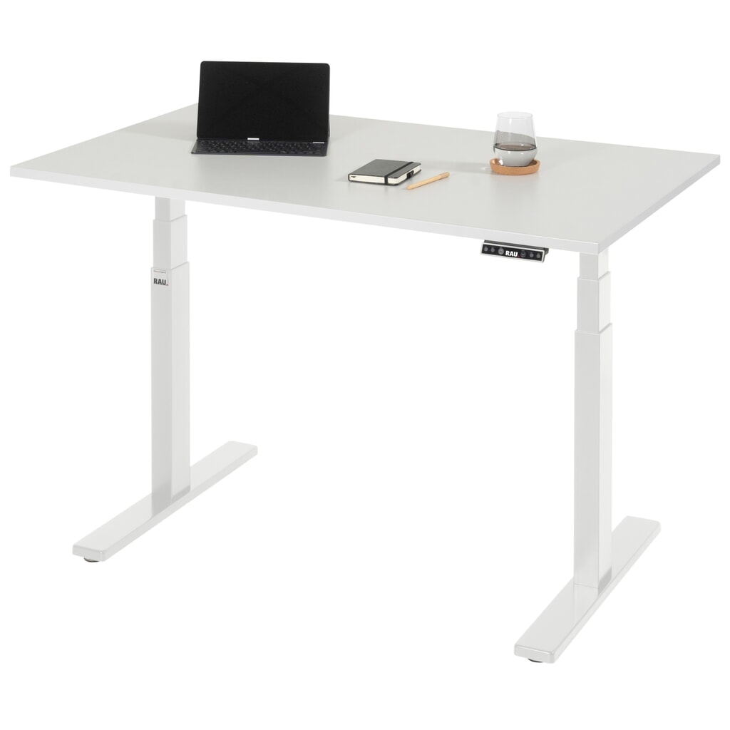 RAU Schreibtisch adlatus 100, elektrisch höhenverstellbar, HxBxT 650-1.300 x 1.250 x 800 mm, lichtgrau, Melamin Arbeitsplatte Produktabbildung: RAU Schreibtisch adlatus 100, elektrisch höhenverstellbar, HxBxT 650-1.300 x 1.250 x 800 mm, lichtgrau, Melamin Arbeitsplatte