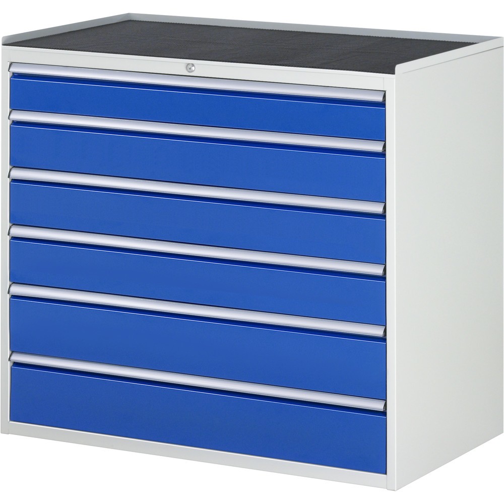 Produktabbildung Nr. 1: RAU Schubladenschrank Serie 7000, HxBxT 1.035 x 1.145 x 650 mm, 6 x 100%-Auszug-Schubladen 1 x 120, 3 x 150, 2 x 180 mm, Arbeitsplatte Metall