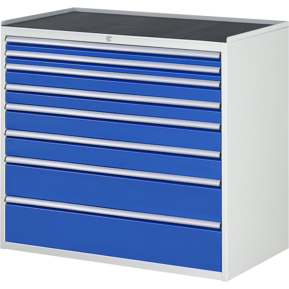 Produktabbildung Nr. 1: RAU Schubladenschrank Serie 7000, HxBxT 1.035 x 1.145 x 650 mm, 8 x 90%-Auszug-Schubladen 2 x 60, 2 x 90, 2 x 120, 1 x 180, 1 x 210 mm, Arbeitsplatte Metall