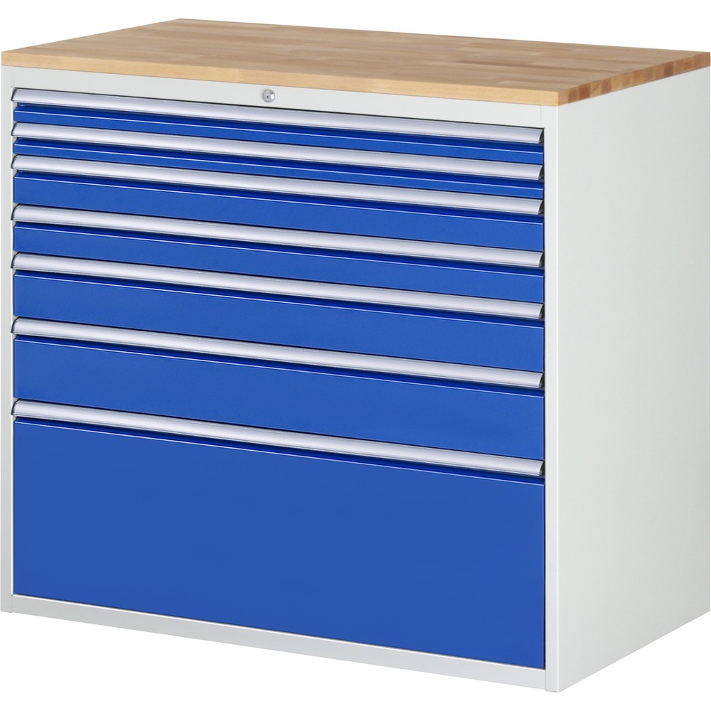 Produktabbildung Nr. 1: RAU Schubladenschrank Serie 7000, HxBxT 1.035 x 1.145 x 650 mm, 7 x 100%-Auszug-Schubladen 2 x 60, 2 x 90, 1 x 120, 1 x 150, 1 x 360 mm, Arbeitsplatte Buche