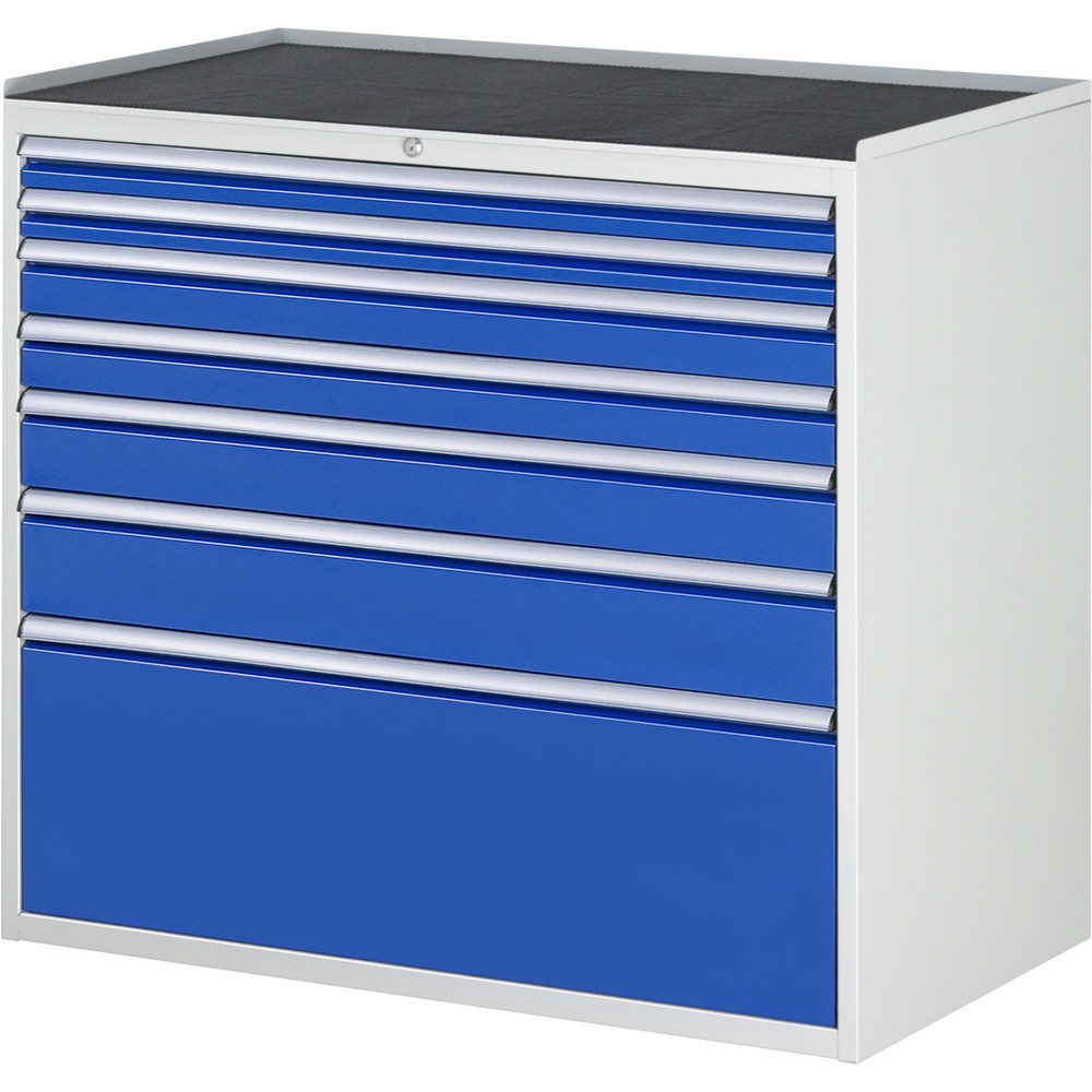 Produktabbildung Nr. 1: RAU Schubladenschrank Serie 7000, HxBxT 1.035 x 1.145 x 650 mm, 7 x 90%-Auszug-Schubladen 2 x 60, 2 x 90, 1 x 120, 1 x 150, 1 x 360 mm, Arbeitsplatte Metall