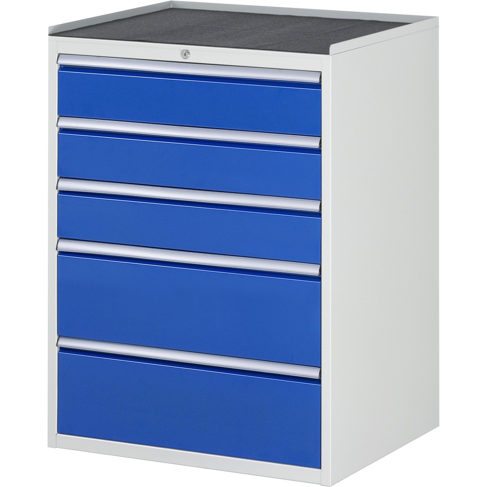 Produktabbildung Nr. 1: RAU Schubladenschrank Serie 7000, HxBxT 1.035 x 770 x 650 mm, 5 x 90%-Auszug-Schubladen 3 x 150, 2 x 240 mm, Arbeitsplatte Metall