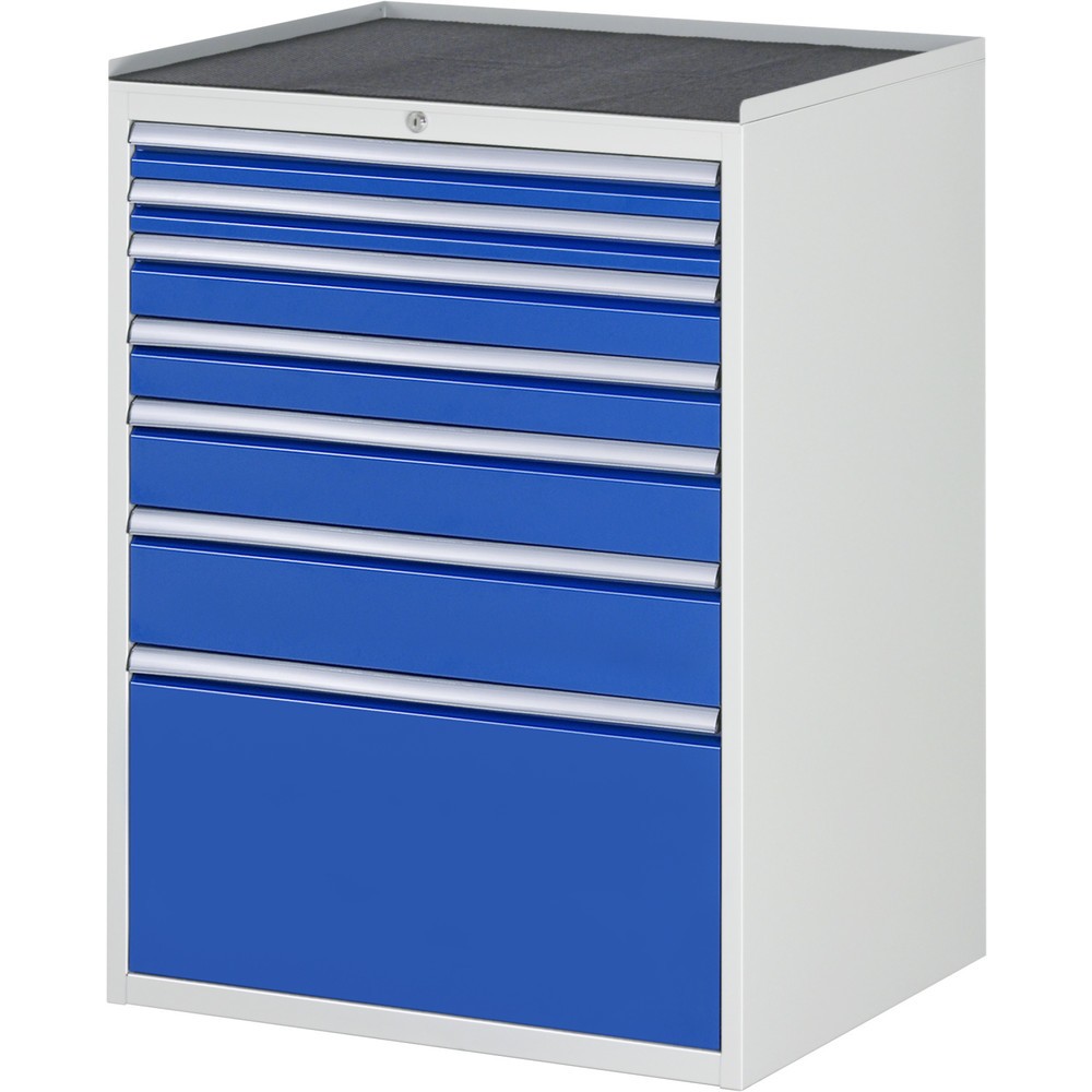 Produktabbildung Nr. 1: RAU Schubladenschrank Serie 7000, HxBxT 1.035 x 770 x 650 mm, 7 x 100%-Auszug-Schubladen 2 x 60, 2 x 90, 1 x 120, 1 x 150, 1 x 360 mm, Arbeitsplatte Metall