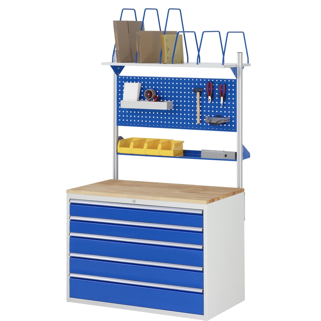 RAU Schubladenschrank Serie 7000, HxBxT 825 x 1.145 x 650 mm, 6 x 90%-Auszug-Schubladen 3 x 90, 3 x 150 mm, Arbeitsplatte Buche Produktabbildung Nr. 5: RAU Schubladenschrank Serie 7000, HxBxT 825 x 1.145 x 650 mm, 6 x 90%-Auszug-Schubladen 3 x 90, 3 x 150 mm, Arbeitsplatte Buche