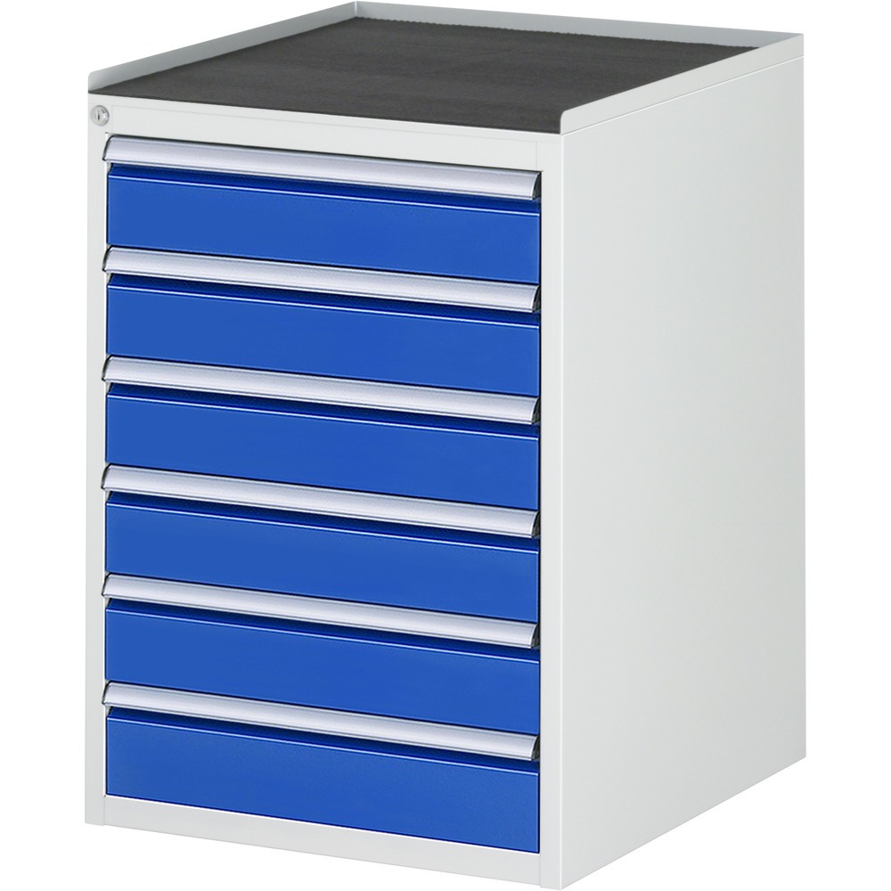 Produktabbildung Nr. 1: RAU Schubladenschrank Serie 7000, HxBxT 825 x 580 x 650 mm, 6 x 90%-Auszug-Schubladen 6 x 120 mm, Arbeitsplatte Metall