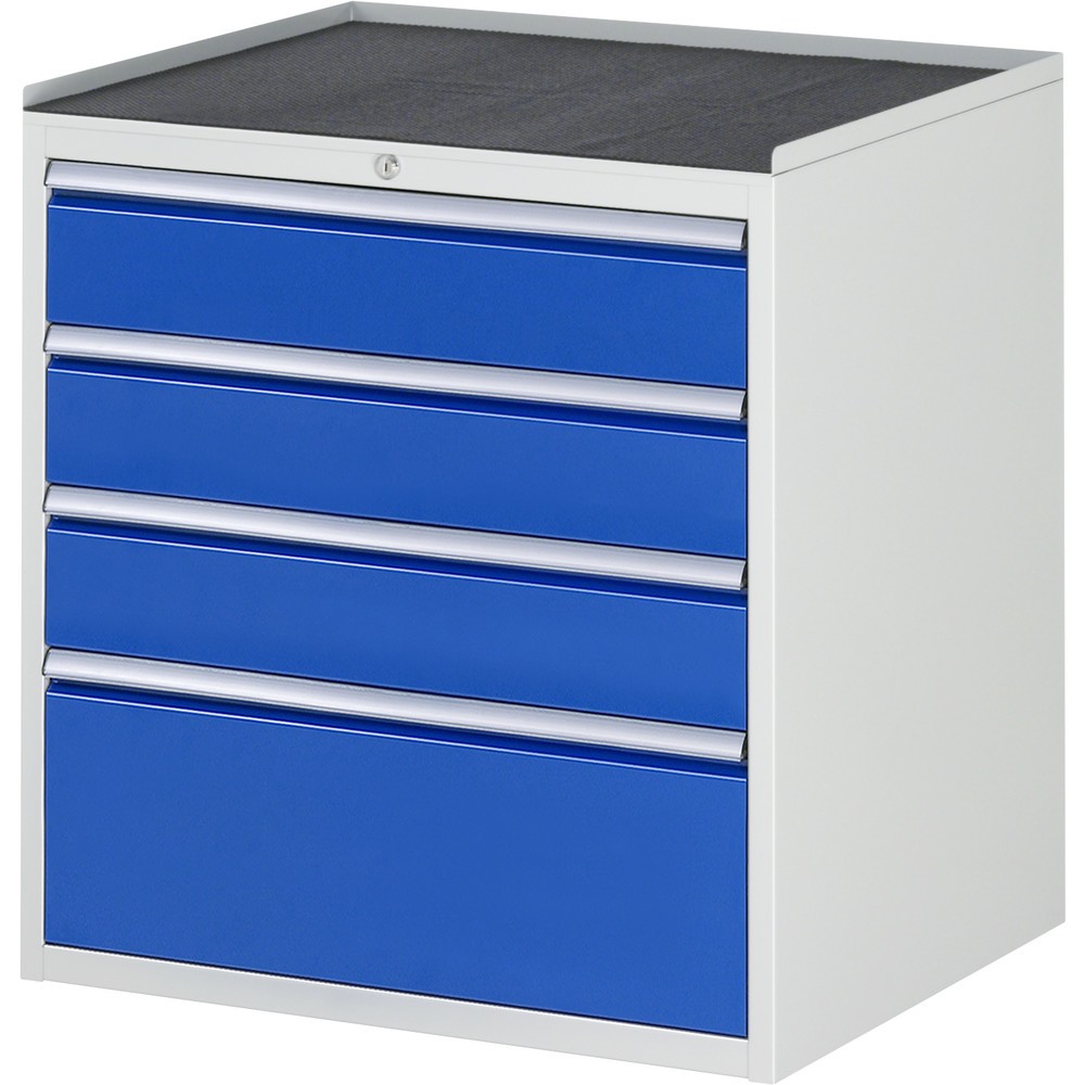 Produktabbildung Nr. 1: RAU Schubladenschrank Serie 7000, HxBxT 825 x 770 x 650 mm, 4 x 90%-Auszug-Schubladen 3 x 150, 1 x 270 mm, Arbeitsplatte Metall