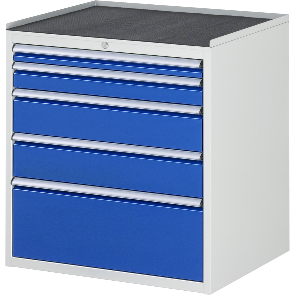 RAU Schubladenschrank Serie 7000, HxBxT 825 x 770 x 650 mm, 5 x 90%-Auszug-Schubladen 1 x 60, 1 x 90, 2 x 150, 1 x 270 mm, Arbeitsplatte Metall Produktabbildung: RAU Schubladenschrank Serie 7000, HxBxT 825 x 770 x 650 mm, 5 x 90%-Auszug-Schubladen 1 x 60, 1 x 90, 2 x 150, 1 x 270 mm, Arbeitsplatte Metall