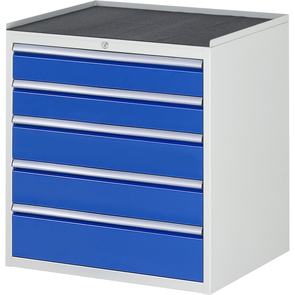 RAU Schubladenschrank Serie 7000, HxBxT 825 x 770 x 650 mm, 5 x 90%-Auszug-Schubladen 2 x 120, 2 x 150, 1 x 180 mm, Arbeitsplatte Metall Produktabbildung: RAU Schubladenschrank Serie 7000, HxBxT 825 x 770 x 650 mm, 5 x 90%-Auszug-Schubladen 2 x 120, 2 x 150, 1 x 180 mm, Arbeitsplatte Metall
