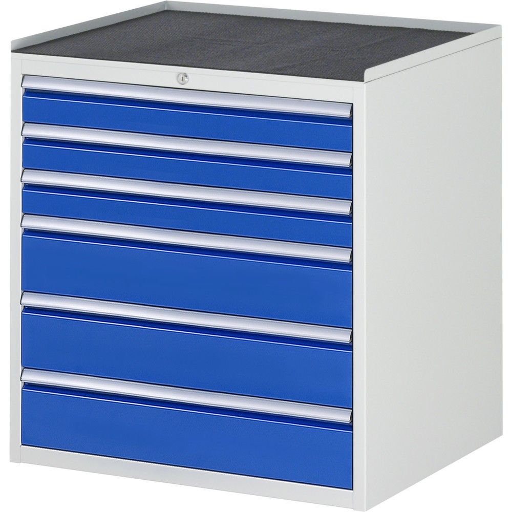 Produktabbildung Nr. 1: RAU Schubladenschrank Serie 7000, HxBxT 825 x 770 x 650 mm, 6 x 100%-Auszug-Schubladen 3 x 90, 3 x 150 mm, Arbeitsplatte Metall