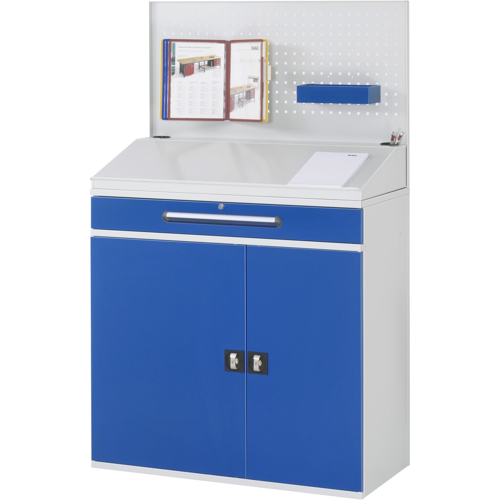 RAU Pultschrank, HxBxT 1.110-1.770 x 1.100 x 520 mm, Schubladen 1 x 80, 1 x 120 mm Produktabbildung Nr. 2: RAU Pultschrank, HxBxT 1.110-1.770 x 1.100 x 520 mm, Schubladen 1 x 80, 1 x 120 mm