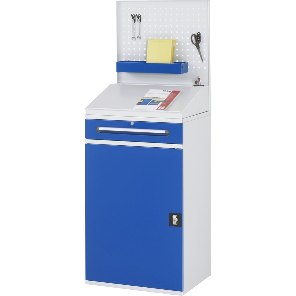 RAU Pultschrank, HxBxT 1.110-1.770 x 650 x 520 mm, Schubladen 1 x 80, 1 x 120 mm Produktabbildung Nr. 2: RAU Pultschrank, HxBxT 1.110-1.770 x 650 x 520 mm, Schubladen 1 x 80, 1 x 120 mm