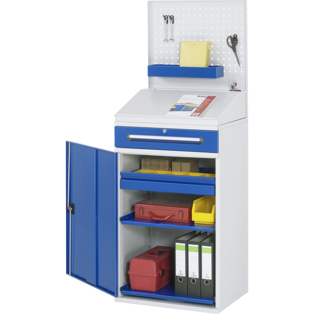 Produktabbildung Nr. 3: RAU Pultschrank, HxBxT 1.110-1.770 x 650 x 520 mm, Schubladen 1 x 80, 1 x 120 mm