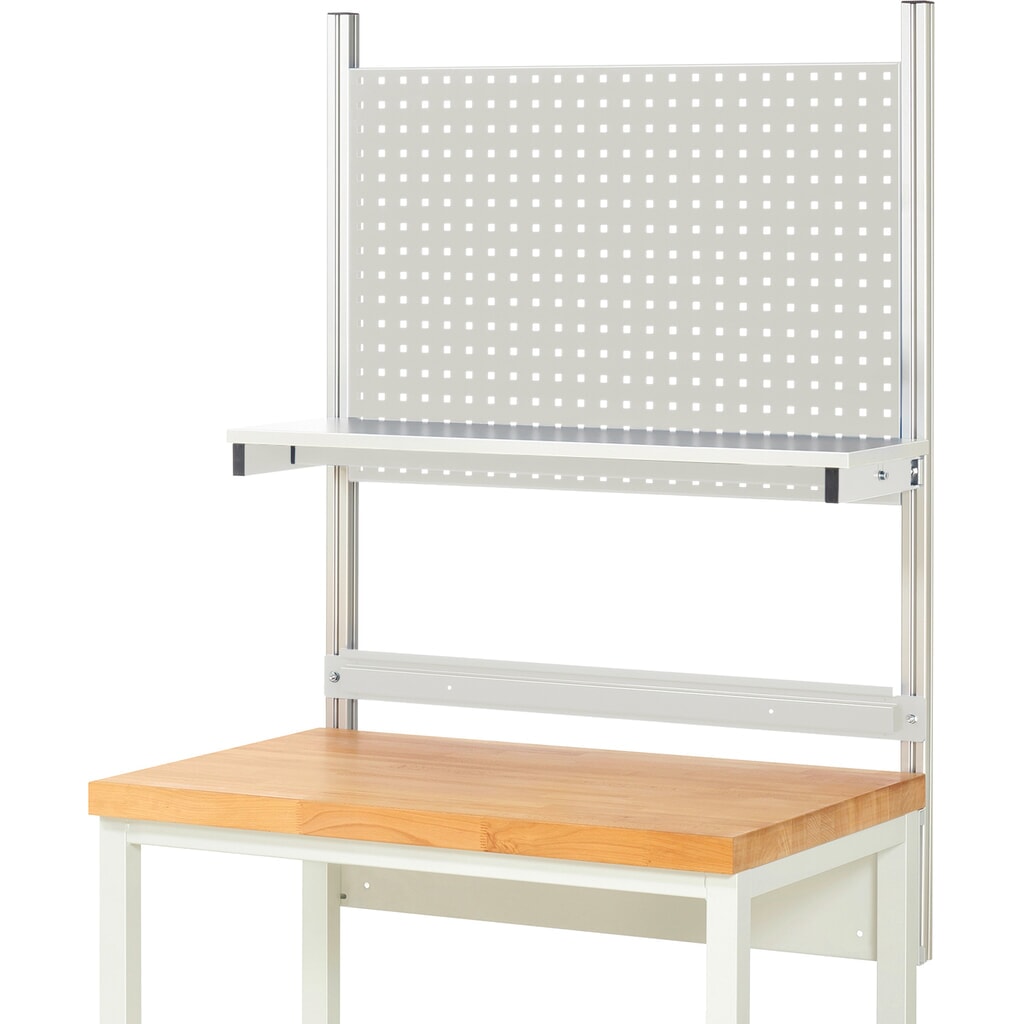 Produktabbildung Nr. 2: RAU Werkbank-Aufbau, HxBxT 1.130 x 1.000 x 350 mm, mit 1 Etagenboard melaminharzbeschichtete Platte und 1 Halteschiene, Komplettset 01 für Produktbreite 1.000 mm