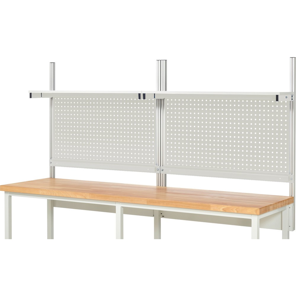 Produktabbildung Nr. 2: RAU Werkbank-Aufbau, HxBxT 1.130 x 2.500 x 350 mm, mit 2 Etagenboards melaminharzbeschichtete Platte und 2 Halteschienen, Komplettset 01 für Produktbreite 2.500 mm