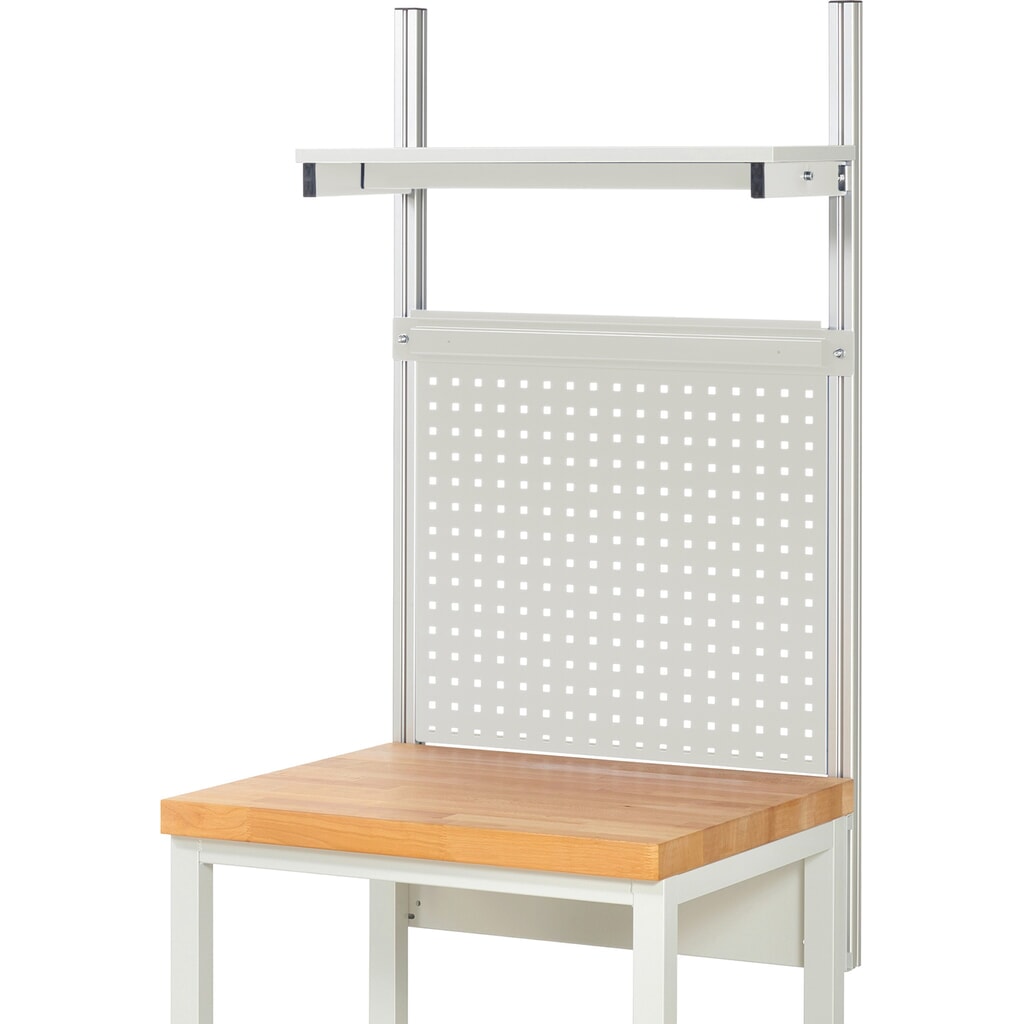 RAU Werkbank-Aufbau, HxBxT 1.130 x 750 x 350 mm, mit 1 Etagenboard melaminharzbeschichtete Platte und 1 Halteschiene, Komplettset 01 für Produktbreite 750 mm Produktabbildung Nr. 2: RAU Werkbank-Aufbau, HxBxT 1.130 x 750 x 350 mm, mit 1 Etagenboard melaminharzbeschichtete Platte und 1 Halteschiene, Komplettset 01 für Produktbreite 750 mm