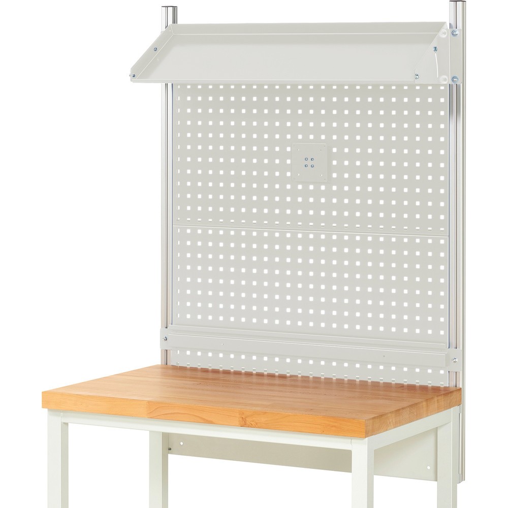 Produktabbildung Nr. 2: RAU Werkbank-Aufbau, HxBxT 1.130 x 1.000 x 350 mm, mit 1 neigbaren Metallablage, 1 Halteschiene und 1 Flachbildschirmhalter, Komplettset 02 für Produktbreite 1.000 mm