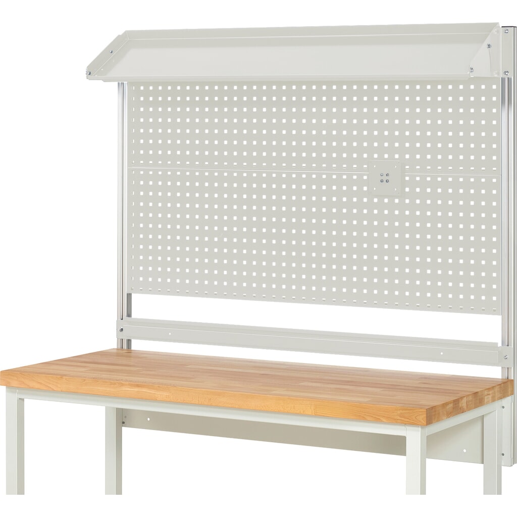 Produktabbildung Nr. 2: RAU Werkbank-Aufbau, HxBxT 1.130 x 1.500 x 350 mm, mit 1 neigbaren Metallablage, 1 Halteschiene und 1 Flachbildschirmhalter, Komplettset 02 für Produktbreite 1.500 mm