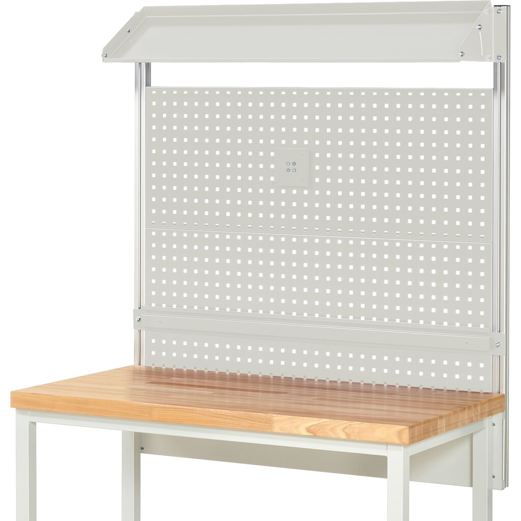 Produktabbildung Nr. 2: RAU Werkbank-Aufbau, HxBxT 1.130 x 1.250 x 350 mm, mit 1 neigbaren Metallablage, 1 Halteschiene und 1 Flachbildschirmhalter, Komplettset 02 für Produktbreite 1.250 mm