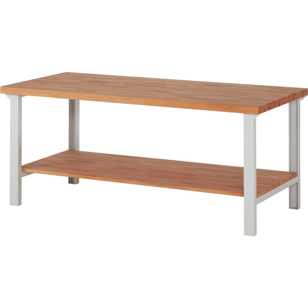 Produktabbildung Nr. 1: RAU Werkbank Serie 7000, 1 Buche-Massiv-Ablageboden, HxBxT 840 x 2.000 x 900 mm