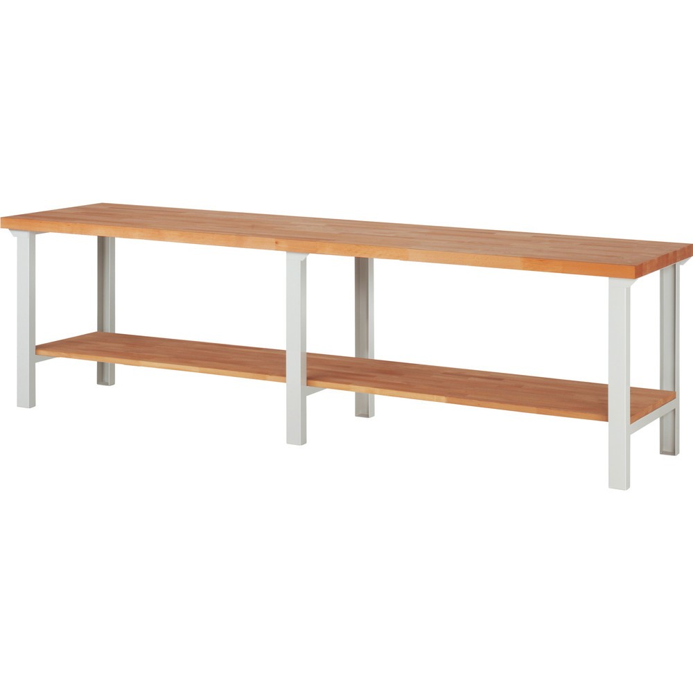 Produktabbildung Nr. 1: RAU Werkbank Serie 7000, 1 Buche-Massiv-Ablageboden, HxBxT 840 x 3.000 x 700 mm