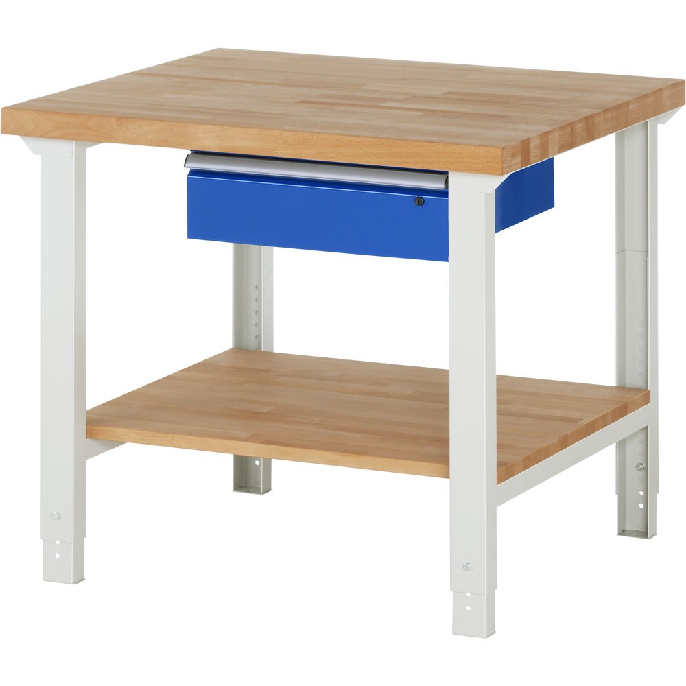 Produktabbildung Nr. 1: RAU Werkbank Serie 7000, HxBxT 790-1.140 x 1.000 x 900 mm, 1 Ablageboden, 1 Schublade, ErgoScript