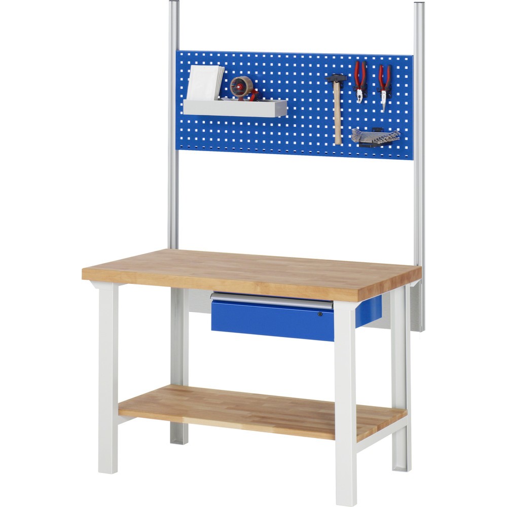 Produktabbildung Nr. 4: RAU Werkbank Serie 7000, 1 Buche-Massiv-Ablageboden, HxBxT 840 x 1.250 x 700 mm, 1 Schublade 1 x 150 mm