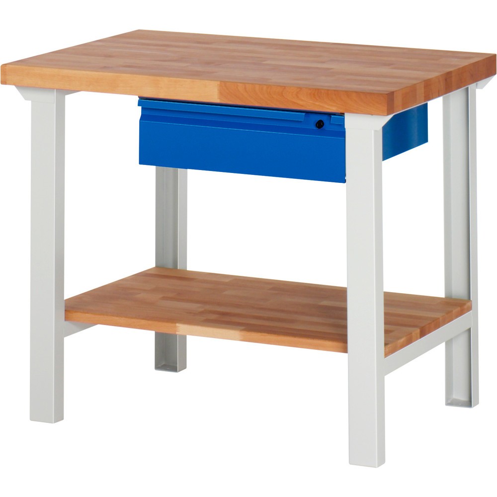 Produktabbildung Nr. 1: RAU Werkbank Serie 7000, 1 Buche-Massiv-Ablageboden, HxBxT 840 x 1.000 x 700 mm, 1 Schublade 1 x 150 mm
