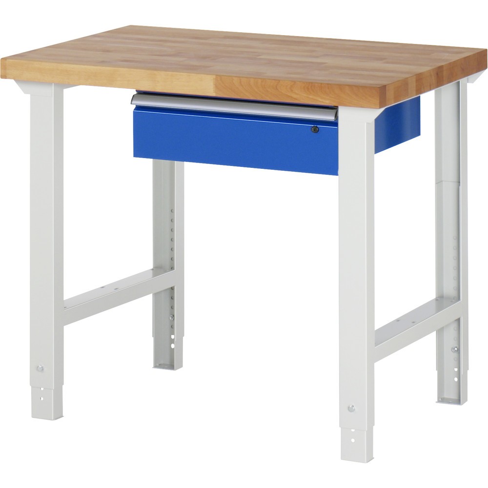Produktabbildung: RAU Werkbank Serie 7000, HxBxT 790-1.140 x 1.000 x 700 mm, 1 Schublade, ErgoScript