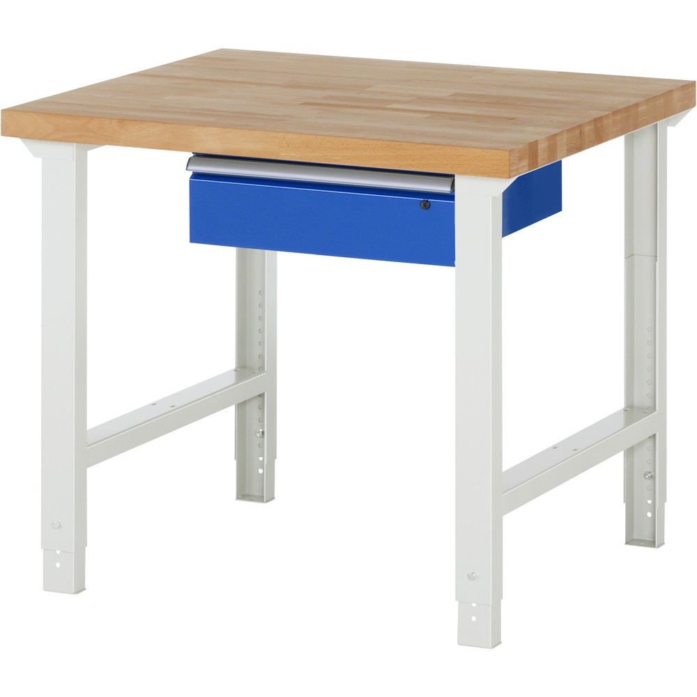 Produktabbildung: RAU Werkbank Serie 7000, HxBxT 790-1.140 x 1.000 x 900 mm, 1 Schublade, ErgoScript