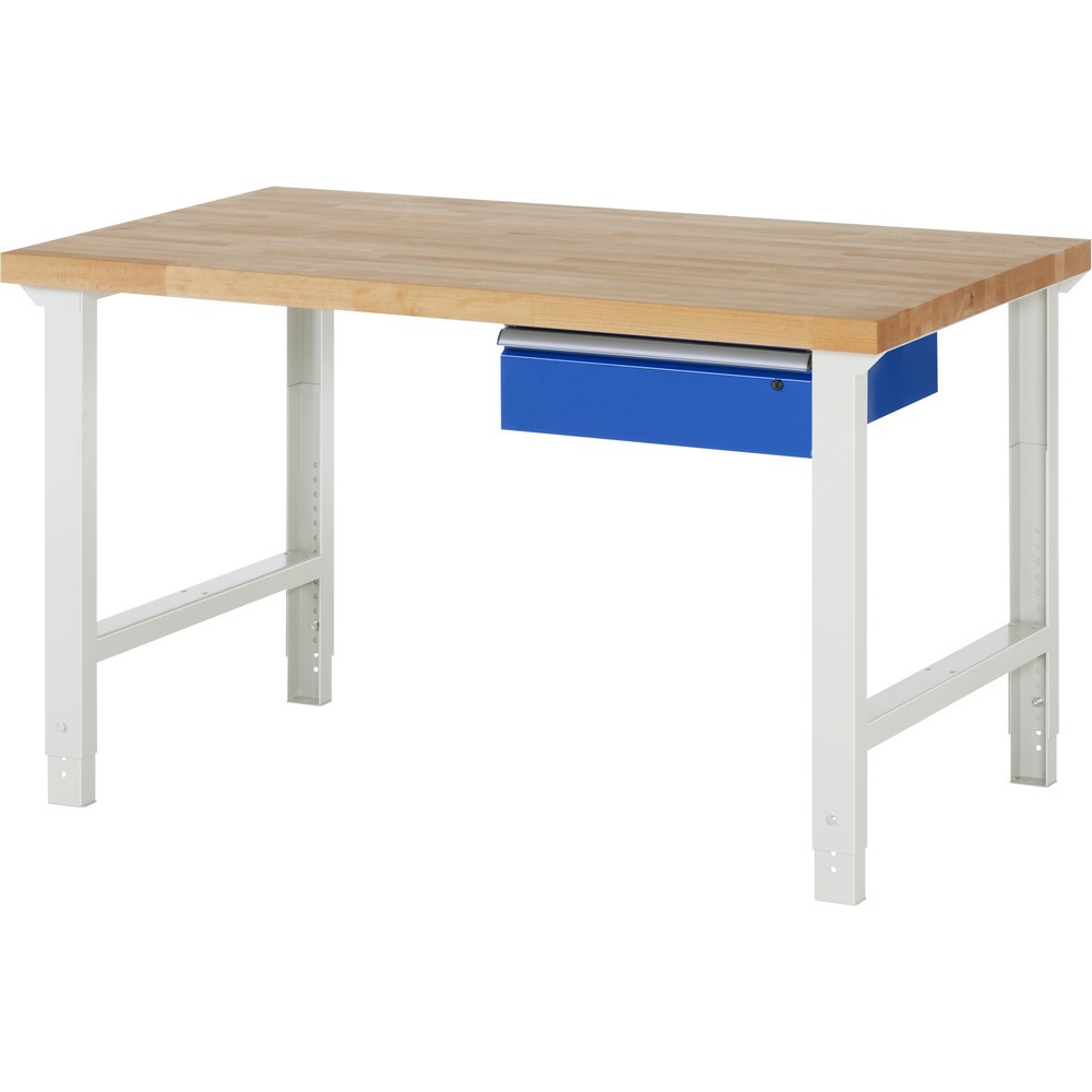 Produktabbildung: RAU Werkbank Serie 7000, HxBxT 790-1.140 x 1.500 x 900 mm, 1 Schublade, ErgoScript