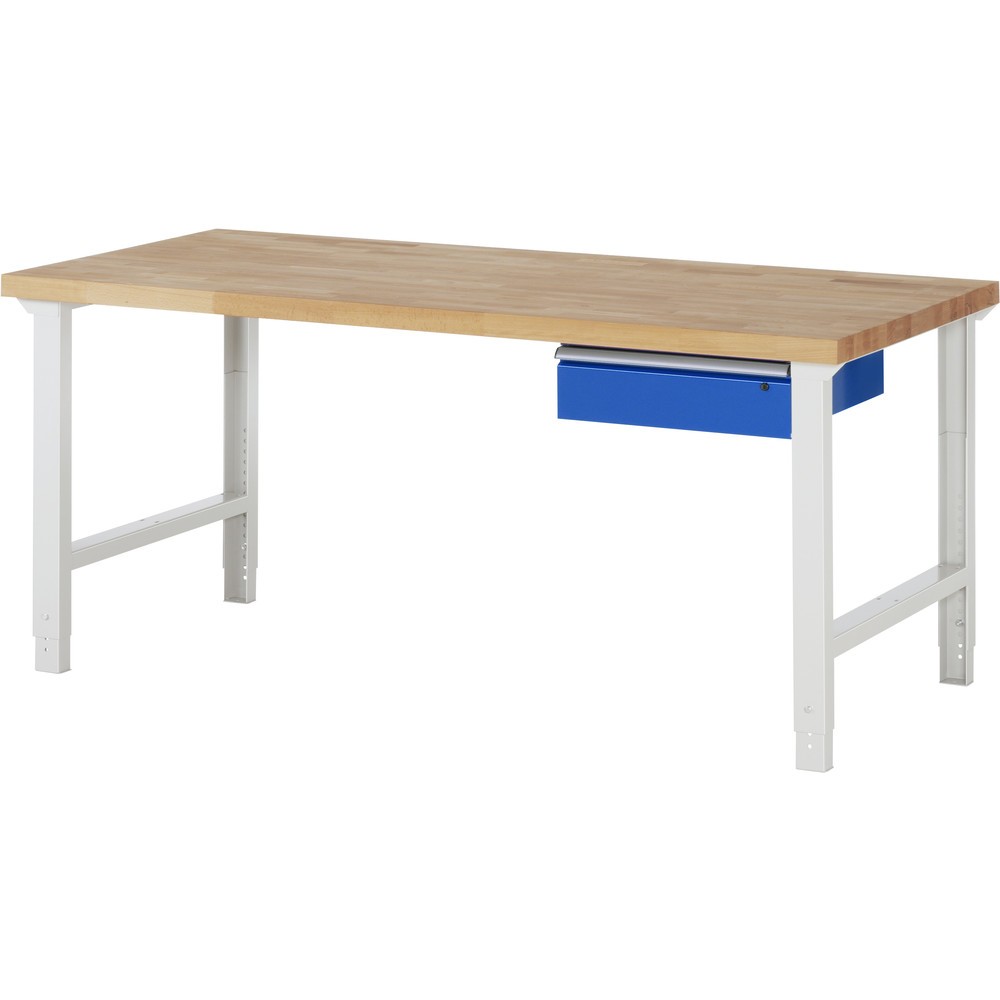 Produktabbildung: RAU Werkbank Serie 7000, HxBxT 790-1.140 x 2.000 x 900 mm, 1 Schublade, ErgoScript