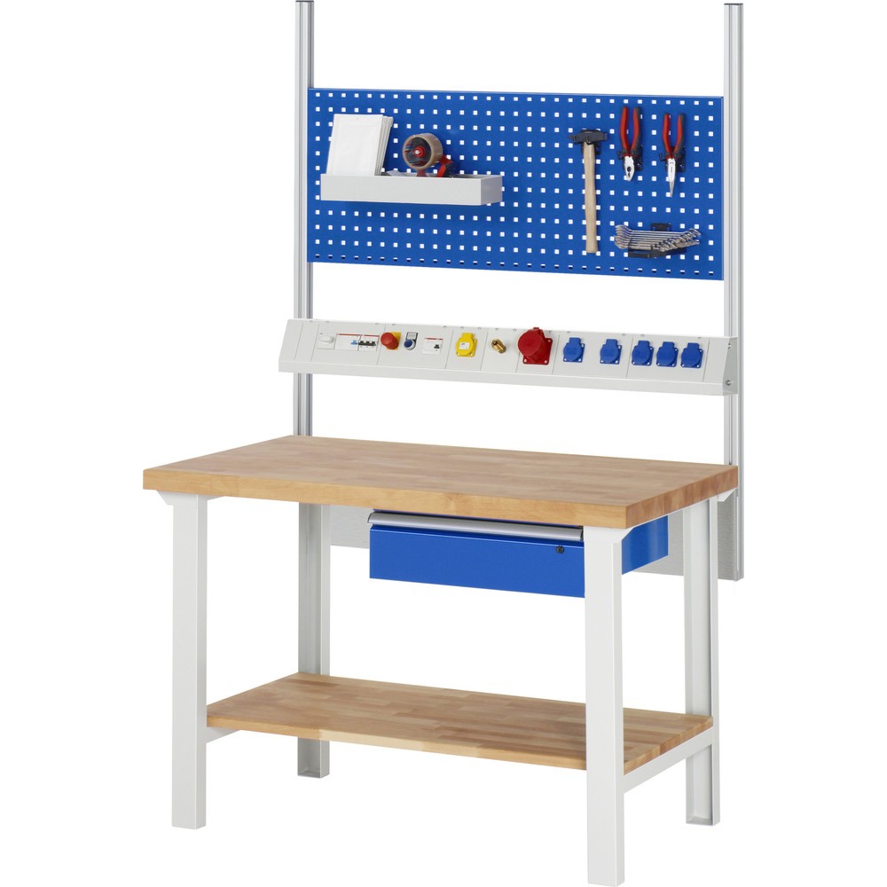 Produktabbildung Nr. 5: RAU Werkbank Serie 7000, 1 Buche-Massiv-Ablageboden, HxBxT 840 x 1.250 x 700 mm, 1 Schublade 1 x 150 mm