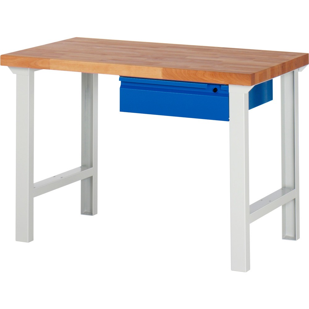RAU Werkbank Serie 7000, HxBxT 840 x 1.250 x 700 mm, 1 Schublade, integrierte Griffleiste Produktabbildung: RAU Werkbank Serie 7000, HxBxT 840 x 1.250 x 700 mm, 1 Schublade, integrierte Griffleiste