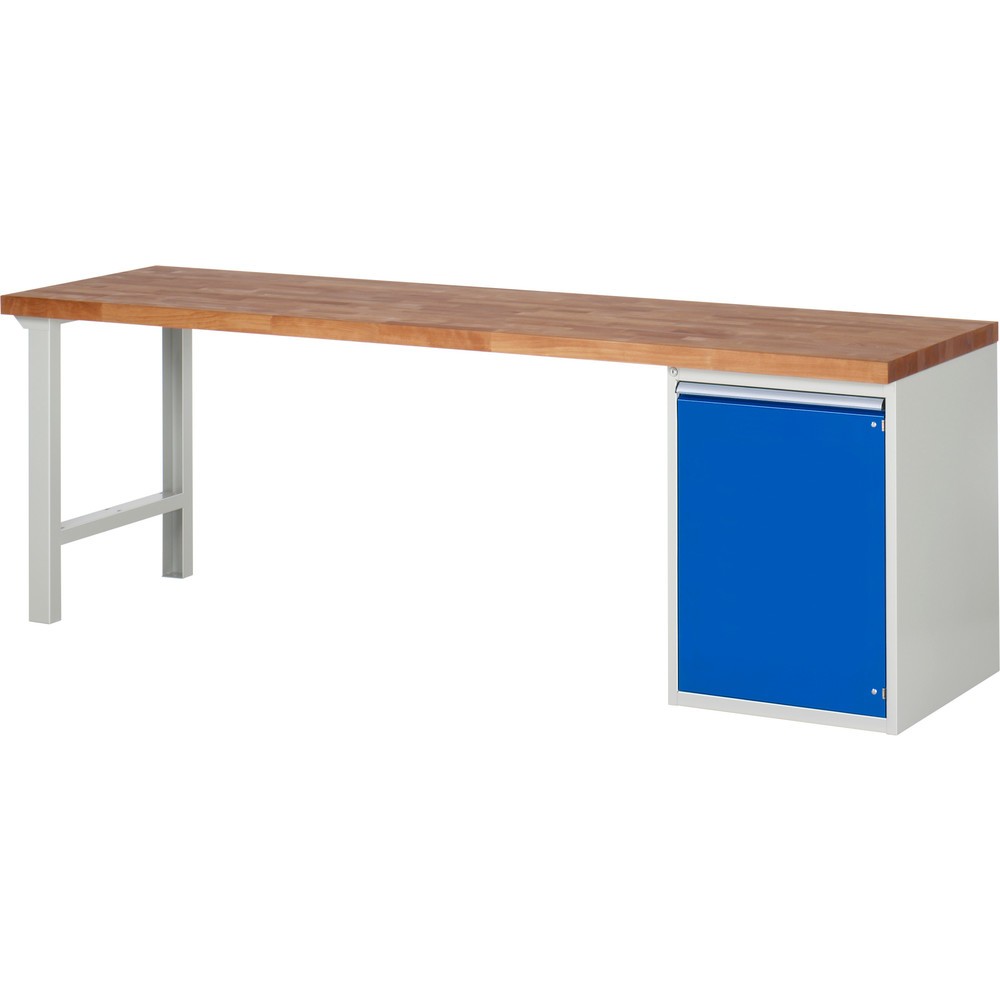 Produktabbildung Nr. 1: RAU Werkbank Serie 7000, 1 Container, HxBxT 890 x 2.500 x 700 mm, 1 Flügeltür, 1 Fachboden