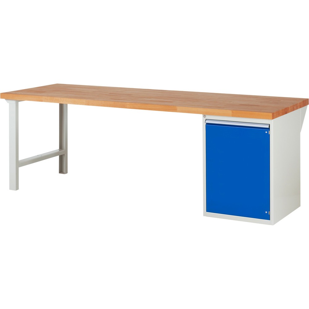Produktabbildung Nr. 1: RAU Werkbank Serie 7000, 1 Container, HxBxT 840 x 2.500 x 900 mm, 1 Flügeltür, 1 Fachboden