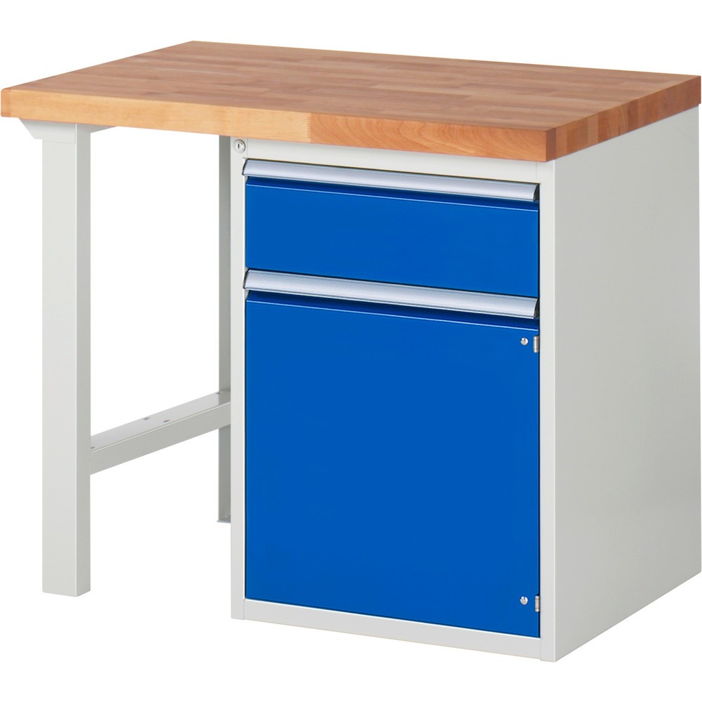 Produktabbildung Nr. 1: RAU Werkbank Serie 7000, 1 Container, HxBxT 890 x 1.000 x 700 mm, 1 x 90%-Auszug-Schublade, 1 Flügeltür, 1 Fachboden