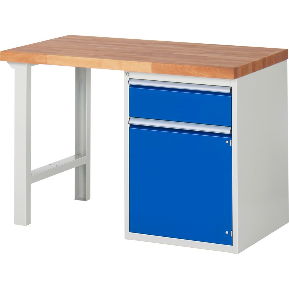Produktabbildung Nr. 1: RAU Werkbank Serie 7000, 1 Container, HxBxT 840 x 1.250 x 700 mm, 1 x 90%-Auszug-Schublade, 1 Flügeltür, 1 Fachboden
