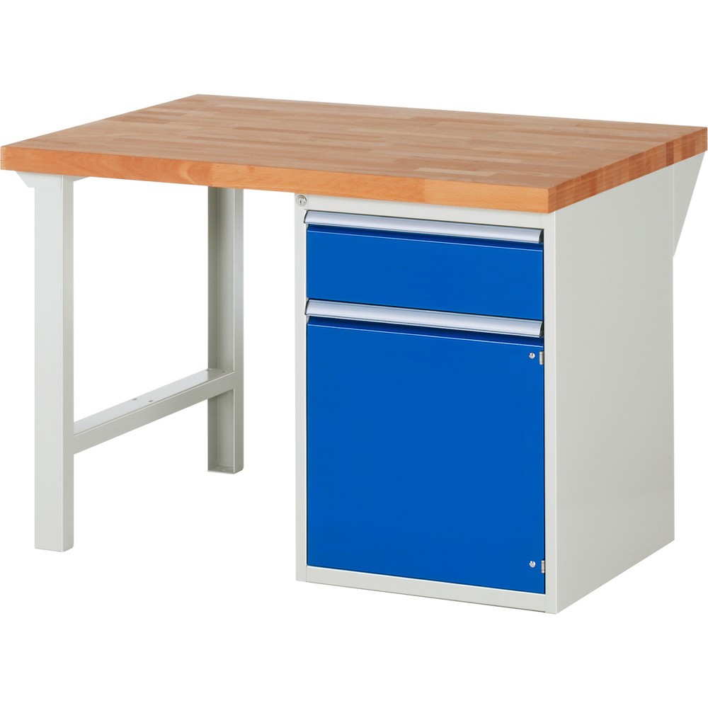 Produktabbildung Nr. 1: RAU Werkbank Serie 7000, 1 Container, HxBxT 890 x 1.250 x 900 mm, 1 x 100%-Auszug-Schublade, 1 Flügeltür, 1 Fachboden