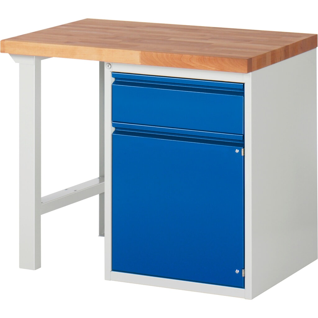 RAU Werkbank Serie 7000, 1 Container, HxBxT 840 x 1.000 x 700 mm, 1 x 90%-Auszug-Schublade, 1 Flügeltür, 1 Fachboden Produktabbildung Nr. 1: RAU Werkbank Serie 7000, 1 Container, HxBxT 840 x 1.000 x 700 mm, 1 x 90%-Auszug-Schublade, 1 Flügeltür, 1 Fachboden