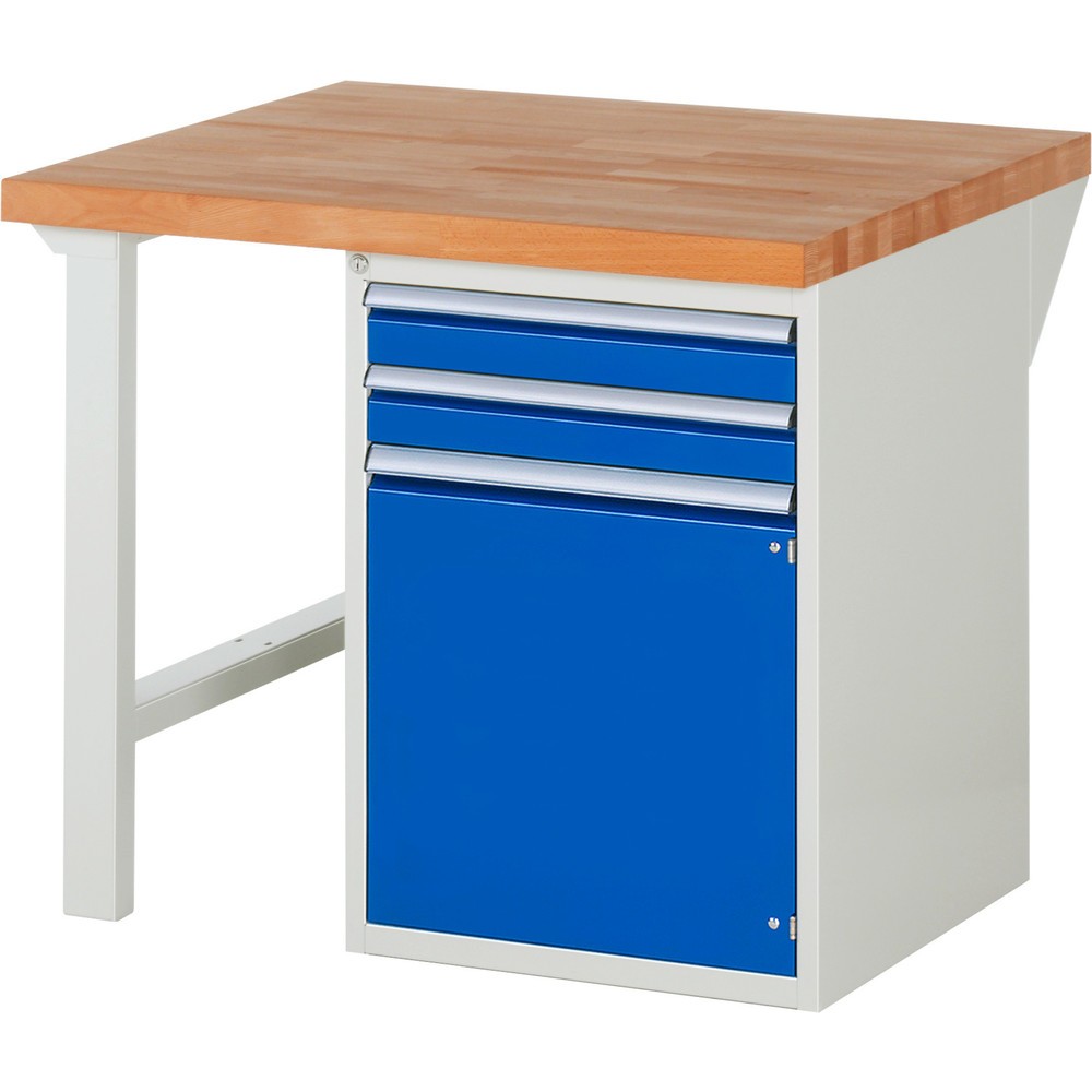 Produktabbildung Nr. 1: RAU Werkbank Serie 7000, 1 Container, HxBxT 840 x 1.000 x 900 mm, 2 x 90%-Auszug-Schubladen, 1 Flügeltür, 1 Fachboden