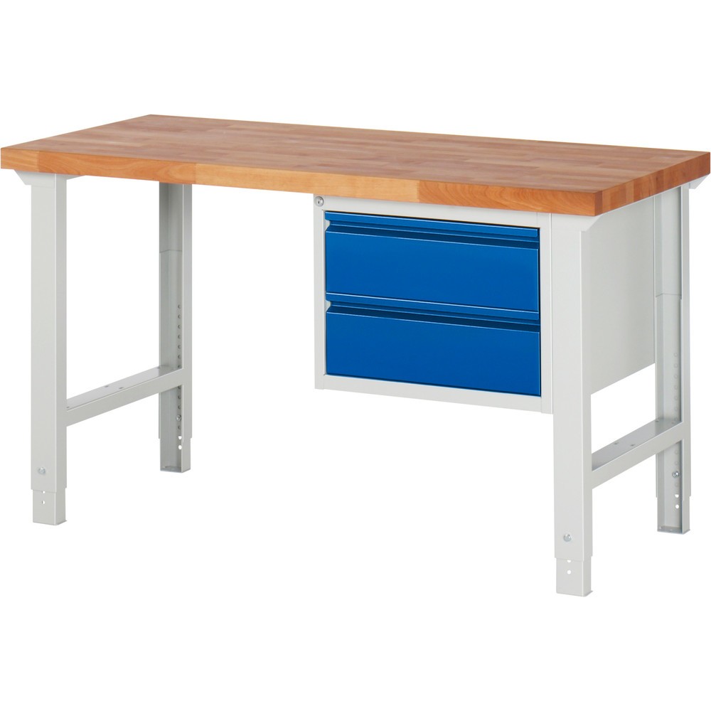 Produktabbildung Nr. 1: RAU Werkbank Serie 7000, 1 Container, HxBxT 790-1.140 x 1.500 x 700 mm, 2 x 90%-Auszug-Schubladen 2 x 180 mm