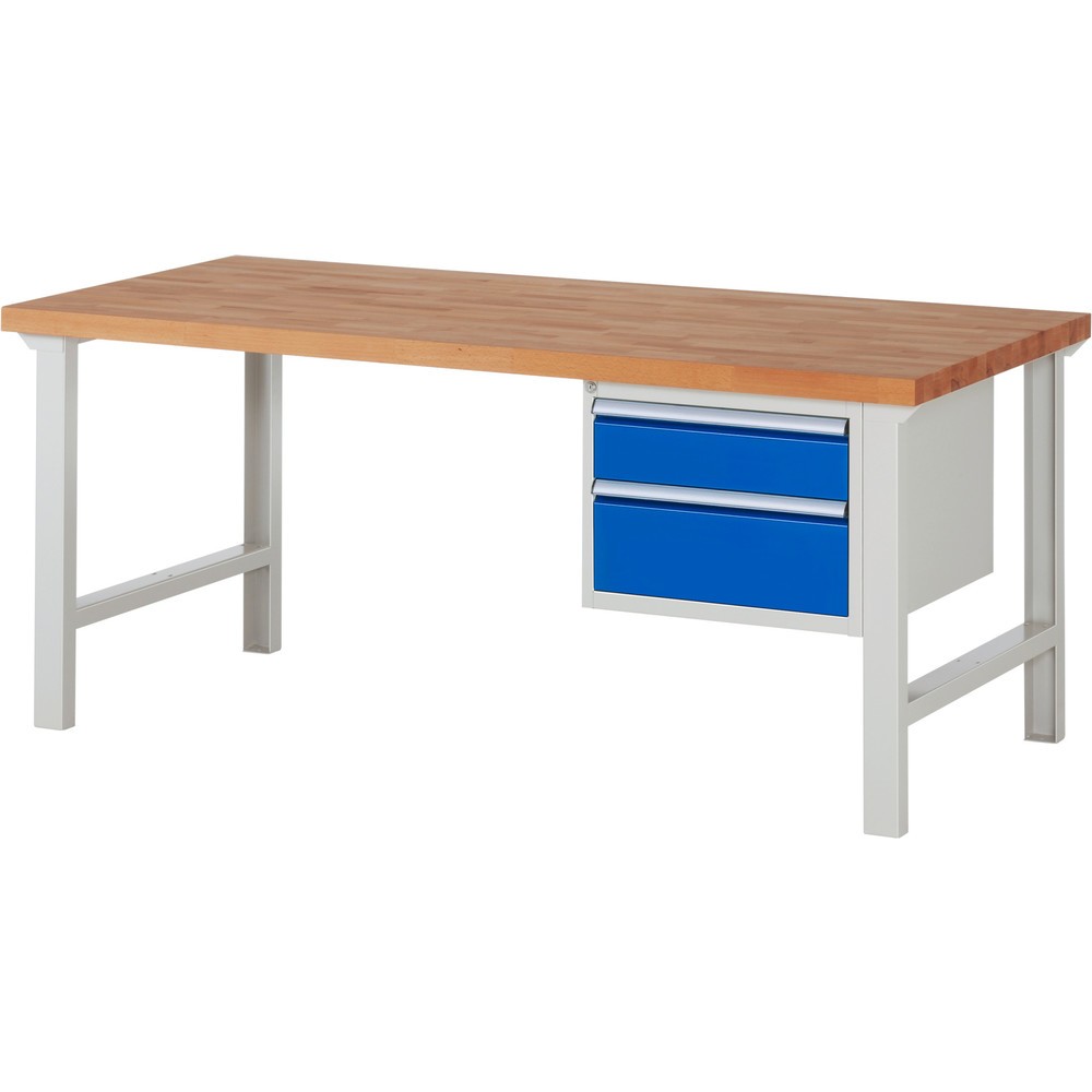 Produktabbildung Nr. 1: RAU Werkbank Serie 7000, 1 Container, HxBxT 840 x 2.000 x 900 mm, 2 x 90%-Auszug-Schubladen 1 x 150, 1 x 210 mm