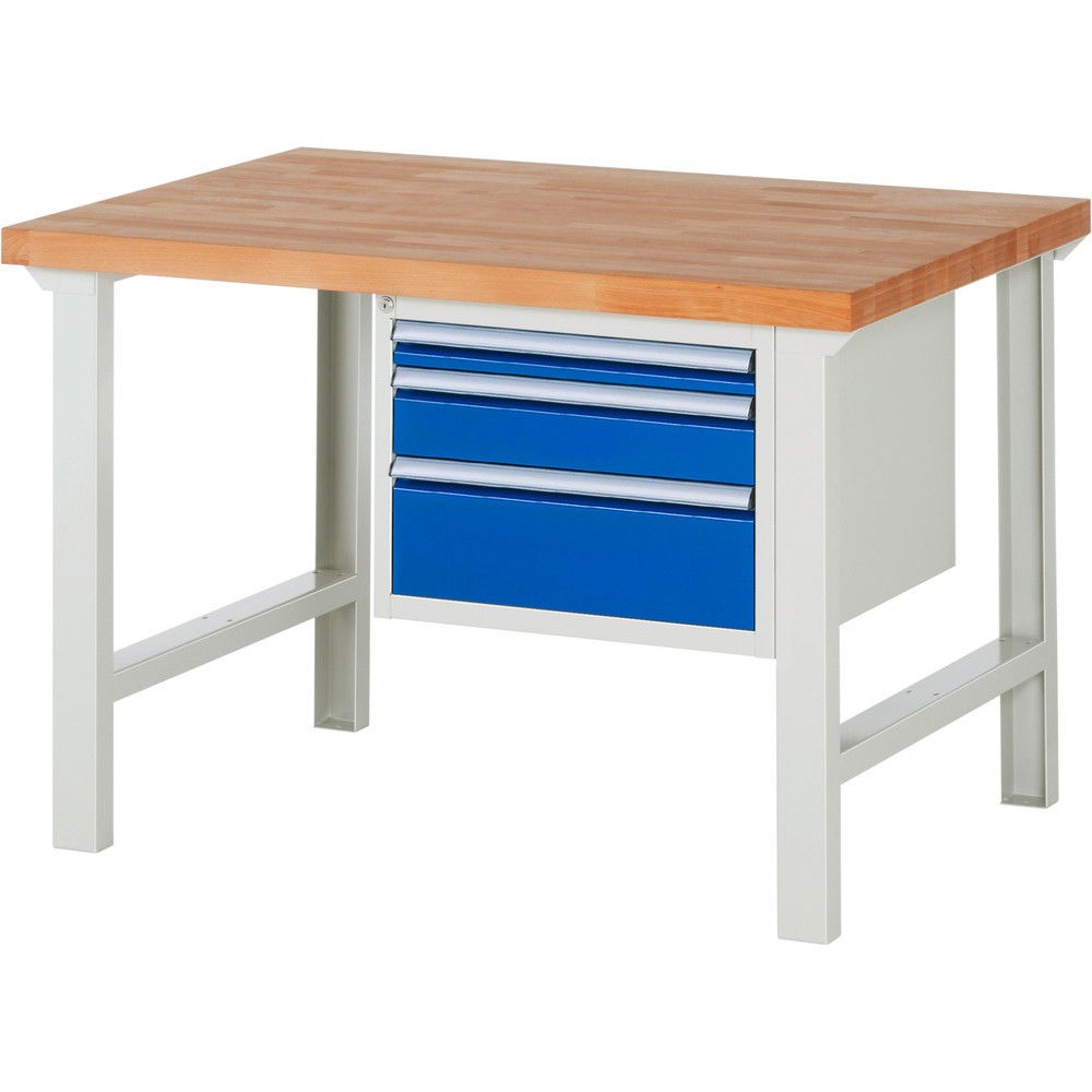 Produktabbildung Nr. 1: RAU Werkbank Serie 7000, 1 Container, HxBxT 840 x 1.250 x 900 mm, 3 x 90%-Auszug-Schubladen 1 x 60, 1 x 120, 1 x 180 mm, Schubladen-TK 100 kg
