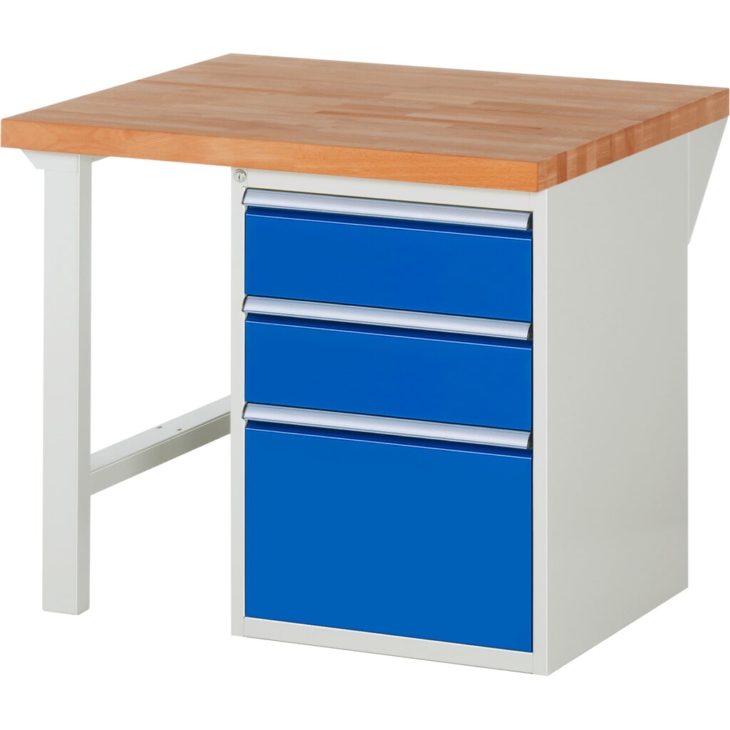 RAU Werkbank Serie 7000, 1 Container, HxBxT 890 x 1.000 x 900 mm, 3 x 90%-Auszug-Schubladen 2 x 180, 1 x 360 mm, Schubladen-TK 100 kg Produktabbildung: RAU Werkbank Serie 7000, 1 Container, HxBxT 890 x 1.000 x 900 mm, 3 x 90%-Auszug-Schubladen 2 x 180, 1 x 360 mm, Schubladen-TK 100 kg