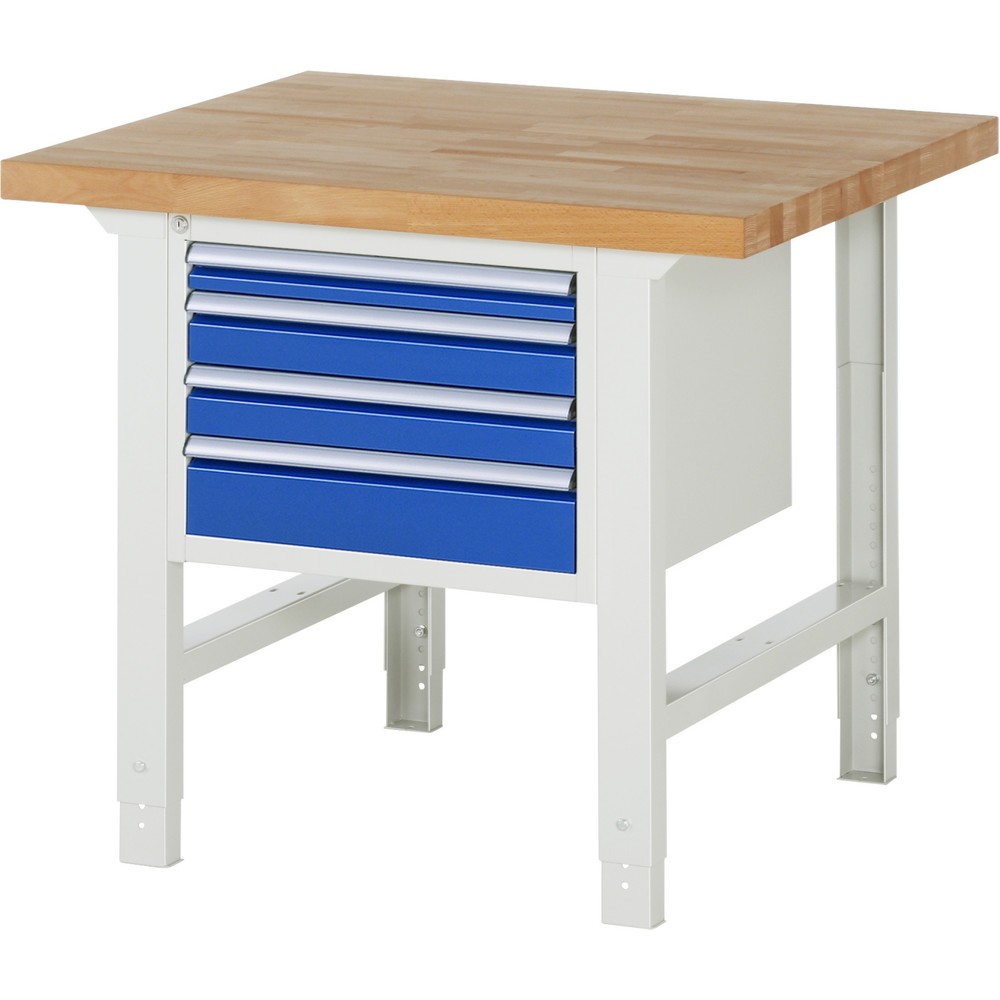RAU Werkbank Serie 7000, 1 Container, HxBxT 790-1.140 x 1.000 x 900 mm, 4 x 90%-Auszug-Schubladen 1 x 60, 2 x 90, 1 x 120 mm Produktabbildung Nr. 1: RAU Werkbank Serie 7000, 1 Container, HxBxT 790-1.140 x 1.000 x 900 mm, 4 x 90%-Auszug-Schubladen 1 x 60, 2 x 90, 1 x 120 mm