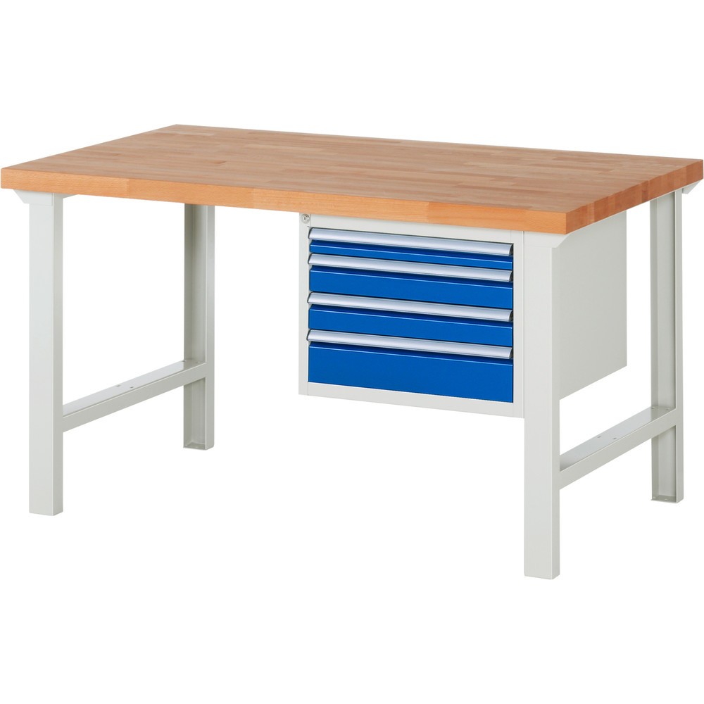 Produktabbildung Nr. 1: RAU Werkbank Serie 7000, 1 Container, HxBxT 840 x 1.500 x 900 mm, 4 x 100%-Auszug-Schubladen 1 x 60, 2 x 90, 1 x 120 mm, Schubladen-TK 100 kg