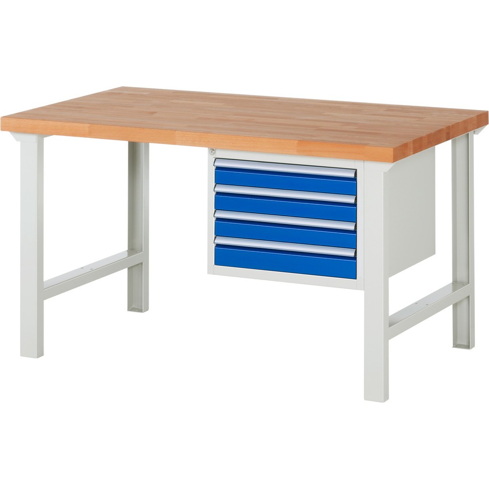 Produktabbildung Nr. 1: RAU Werkbank Serie 7000, 1 Container, HxBxT 840 x 1.500 x 900 mm, 4 x 90%-Auszug-Schubladen 4 x 90 mm, Schubladen-TK 100 kg