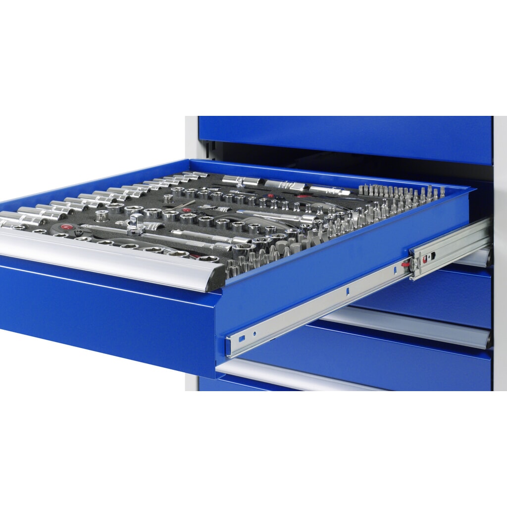 RAU mobile Werkbank Serie 8000, 1 Ablageboden, HxBxT 880-1.080 x 1.000 x 700 mm, 5 x 100%-Auszug-Schubladen, Breite 490 mm Produktabbildung Nr. 9: RAU mobile Werkbank Serie 8000, 1 Ablageboden, HxBxT 880-1.080 x 1.000 x 700 mm, 5 x 100%-Auszug-Schubladen, Breite 490 mm