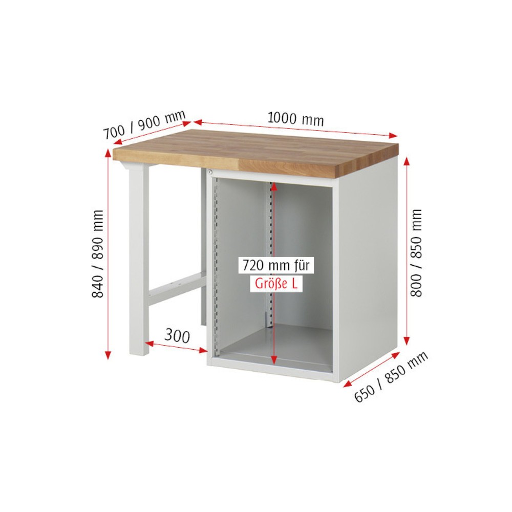 Produktabbildung Nr. 4: RAU Werkbank Serie 7000, 1 Container, HxBxT 840 x 1.000 x 700 mm, 3 x 100%-Auszug-Schubladen 2 x 180, 1 x 360 mm, Schubladen-TK 100 kg