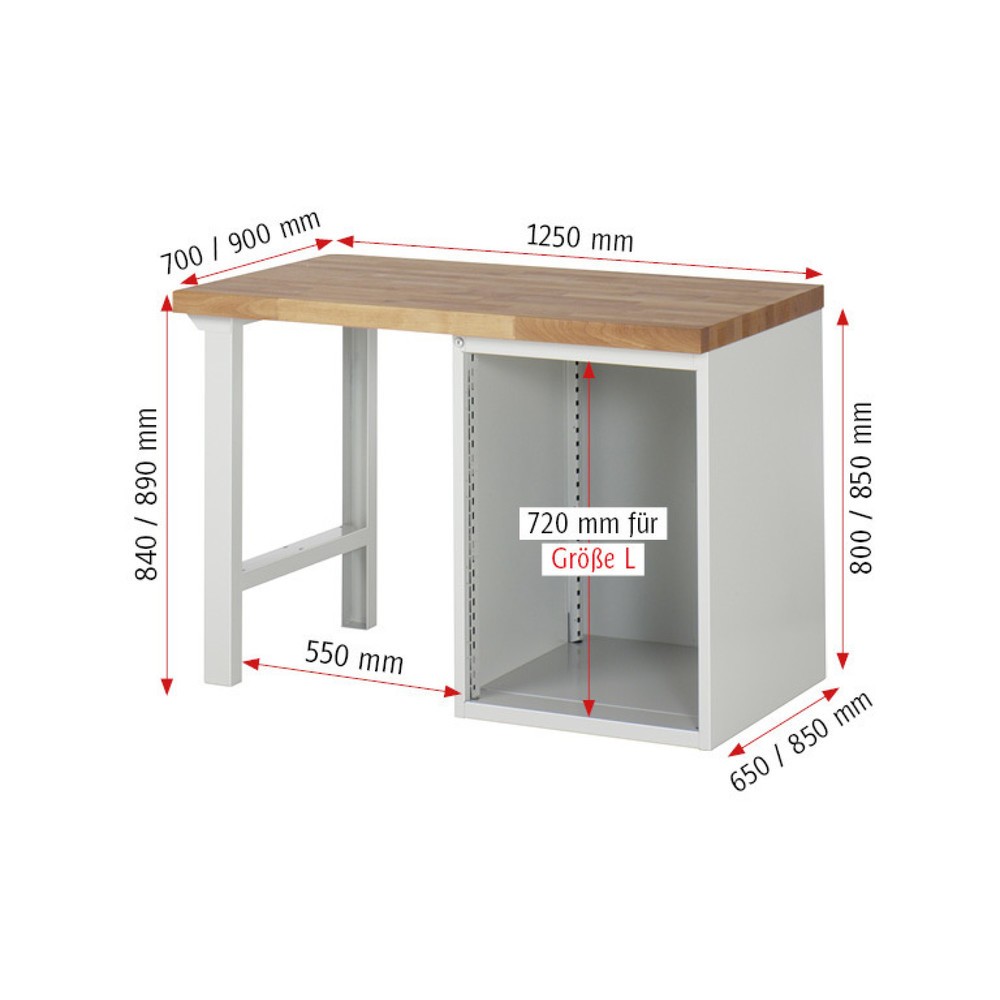 Produktabbildung Nr. 4: RAU Werkbank Serie 7000, 1 Container, HxBxT 840 x 1.250 x 900 mm, 6 x 90%-Auszug-Schubladen 6 x 120 mm, Schubladen-TK 100 kg